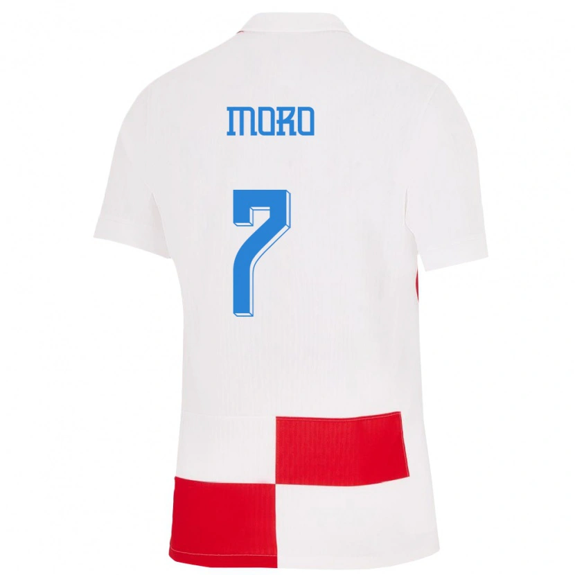 Danxen Kid Croatia Nikola Moro #7 White Red Home Jersey 24-26 T-Shirt