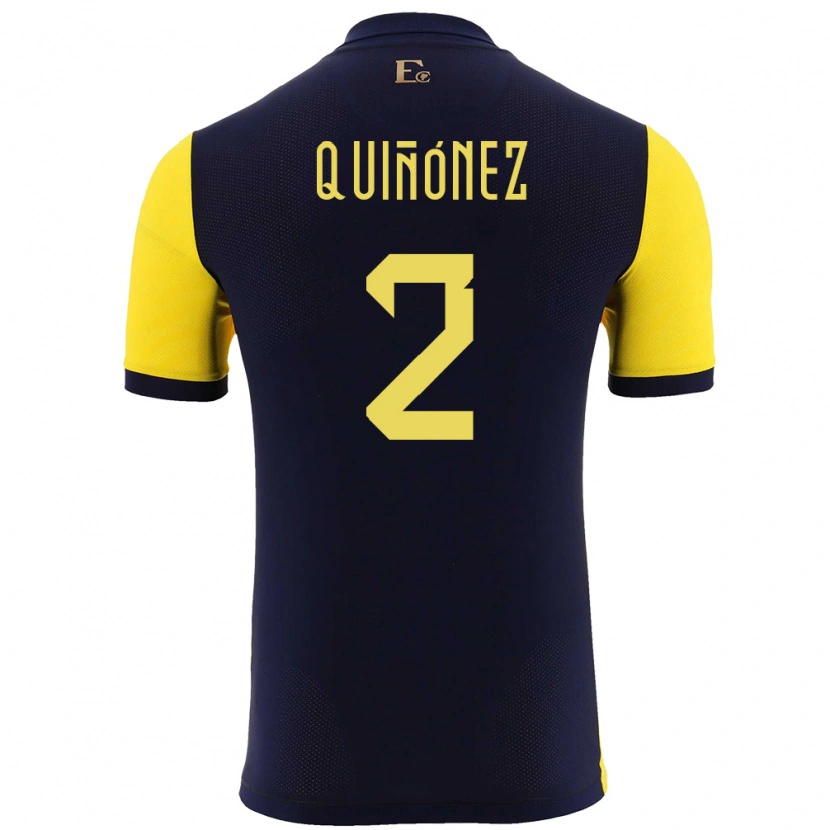 Danxen Kid Ecuador Óscar Quiñónez #2 Yellow Home Jersey 24-26 T-Shirt