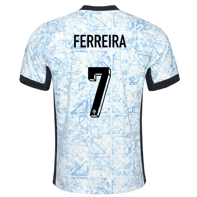 Danxen Kid Portugal Tiago Ferreira #7 Cream Blue Away Jersey 24-26 T-Shirt
