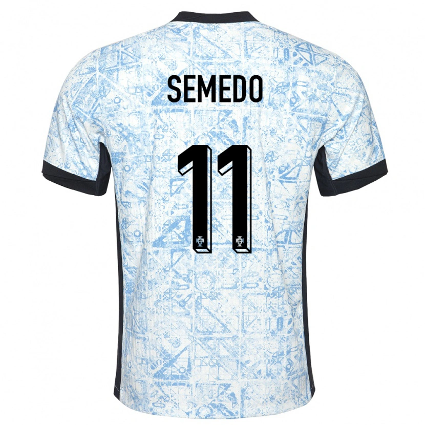 Danxen Kid Portugal Vivaldo Semedo #11 Cream Blue Away Jersey 24-26 T-Shirt
