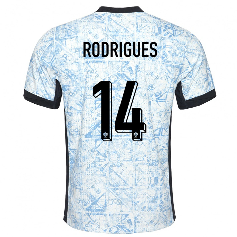 Danxen Kid Portugal Diego Rodrigues #14 Cream Blue Away Jersey 24-26 T-Shirt