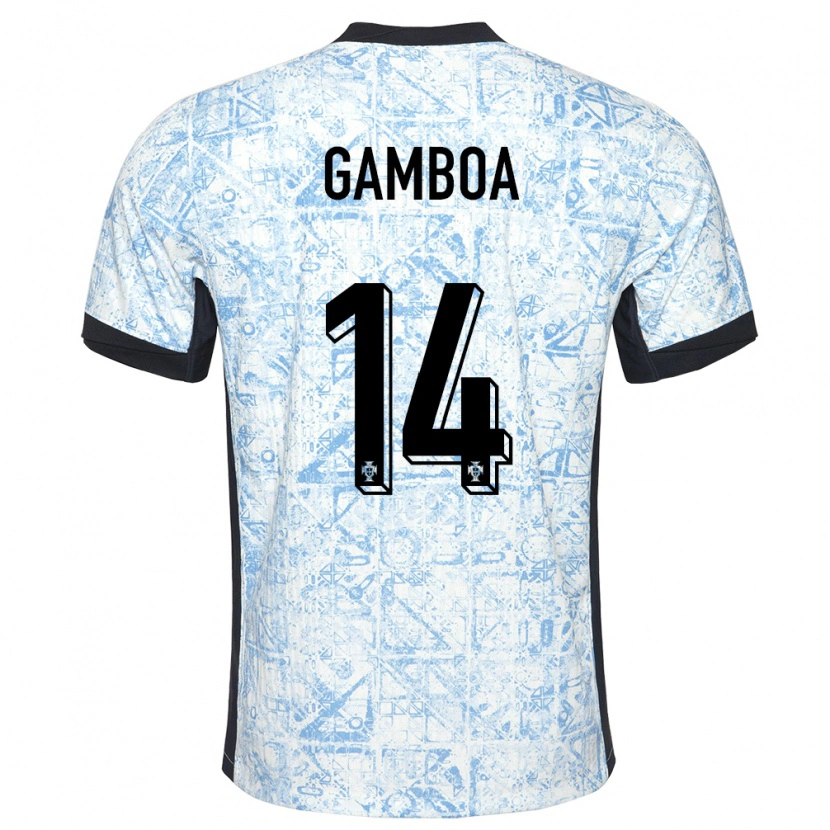 Danxen Kid Portugal Sandro Gambôa #14 Cream Blue Away Jersey 24-26 T-Shirt