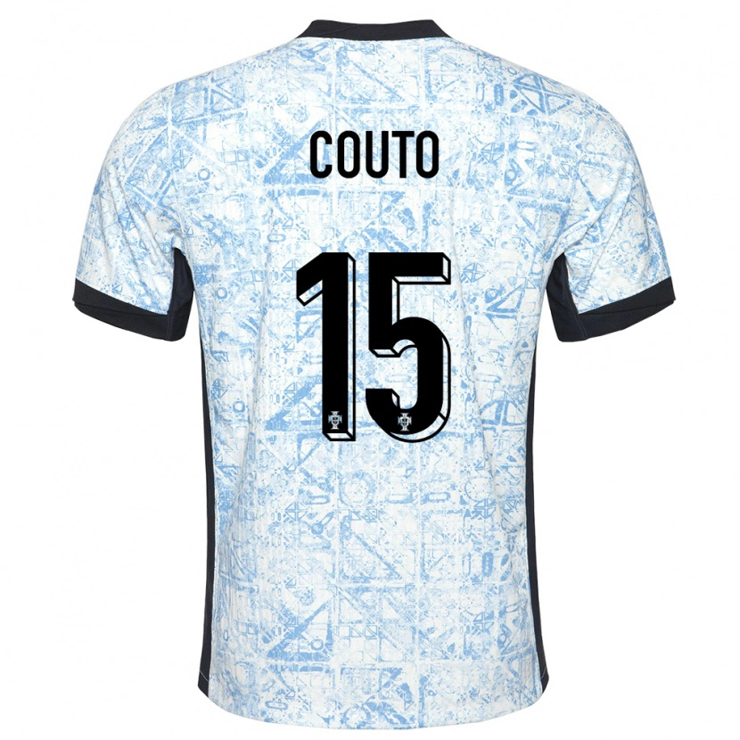 Danxen Kid Portugal Mauro Couto #15 Cream Blue Away Jersey 24-26 T-Shirt