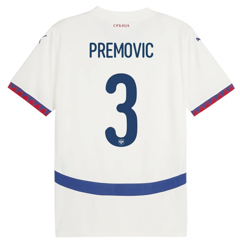 Danxen Kid Serbia Relja Premovic #3 White Away Jersey 24-26 T-Shirt
