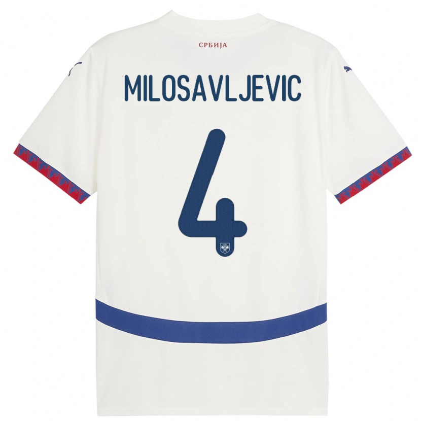 Danxen Kid Serbia Veljko Milosavljevic #4 White Away Jersey 24-26 T-Shirt