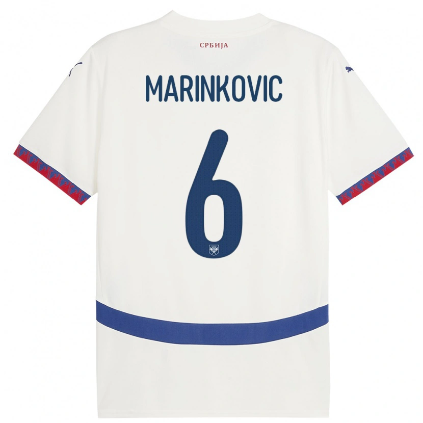 Danxen Kid Serbia Vojin Marinkovic #6 White Away Jersey 24-26 T-Shirt