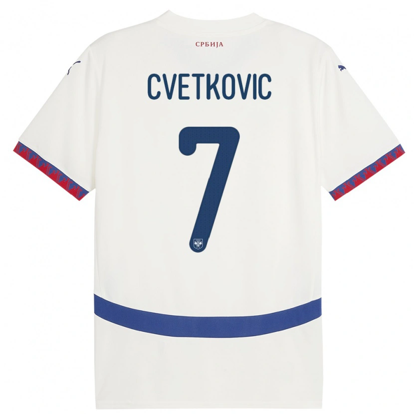 Danxen Kid Serbia Mihajlo Cvetkovic #7 White Away Jersey 24-26 T-Shirt