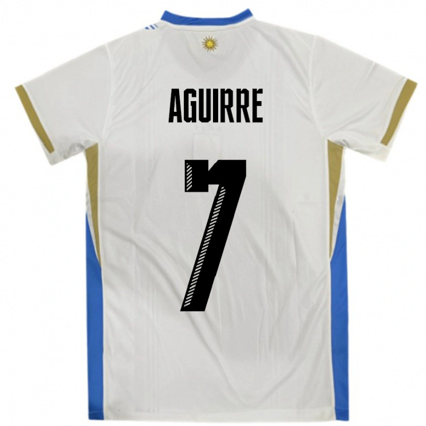 Danxen Kid Uruguay Rodrigo Aguirre #7 White Blue Away Jersey 24-26 T-Shirt