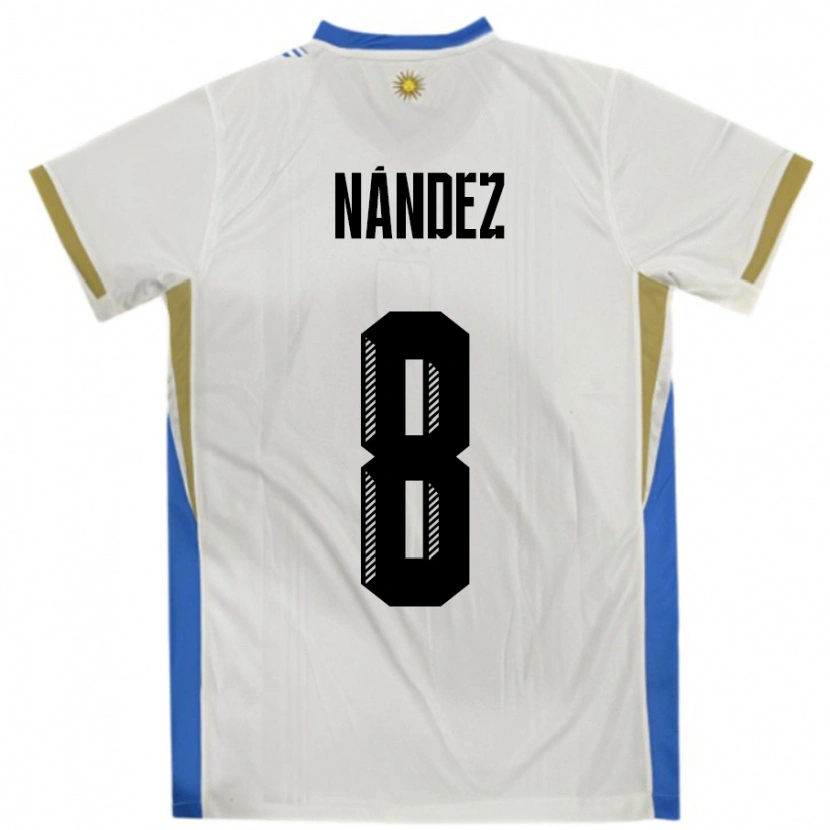 Danxen Kid Uruguay Nahitan Nández #8 White Blue Away Jersey 24-26 T-Shirt