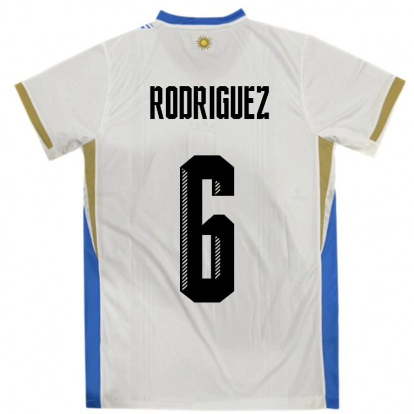 Danxen Kid Uruguay Valentín Rodríguez #6 White Blue Away Jersey 24-26 T-Shirt