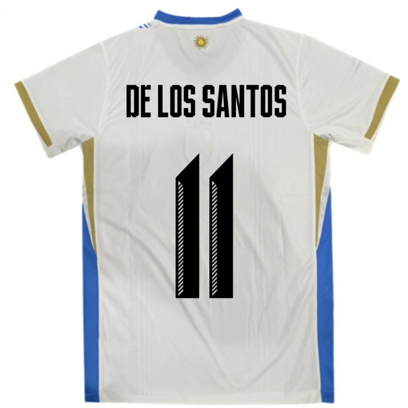 Danxen Kid Uruguay Juan Cruz De Los Santos #11 White Blue Away Jersey 24-26 T-Shirt
