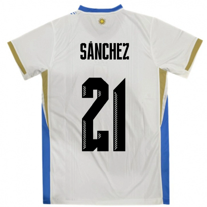 Danxen Kid Uruguay Renzo Sánchez #21 White Blue Away Jersey 24-26 T-Shirt