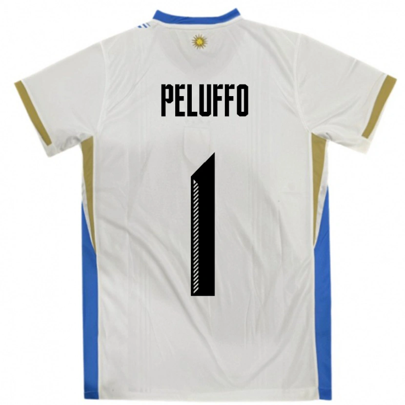 Danxen Kid Uruguay Daniel Peluffo #1 White Blue Away Jersey 24-26 T-Shirt