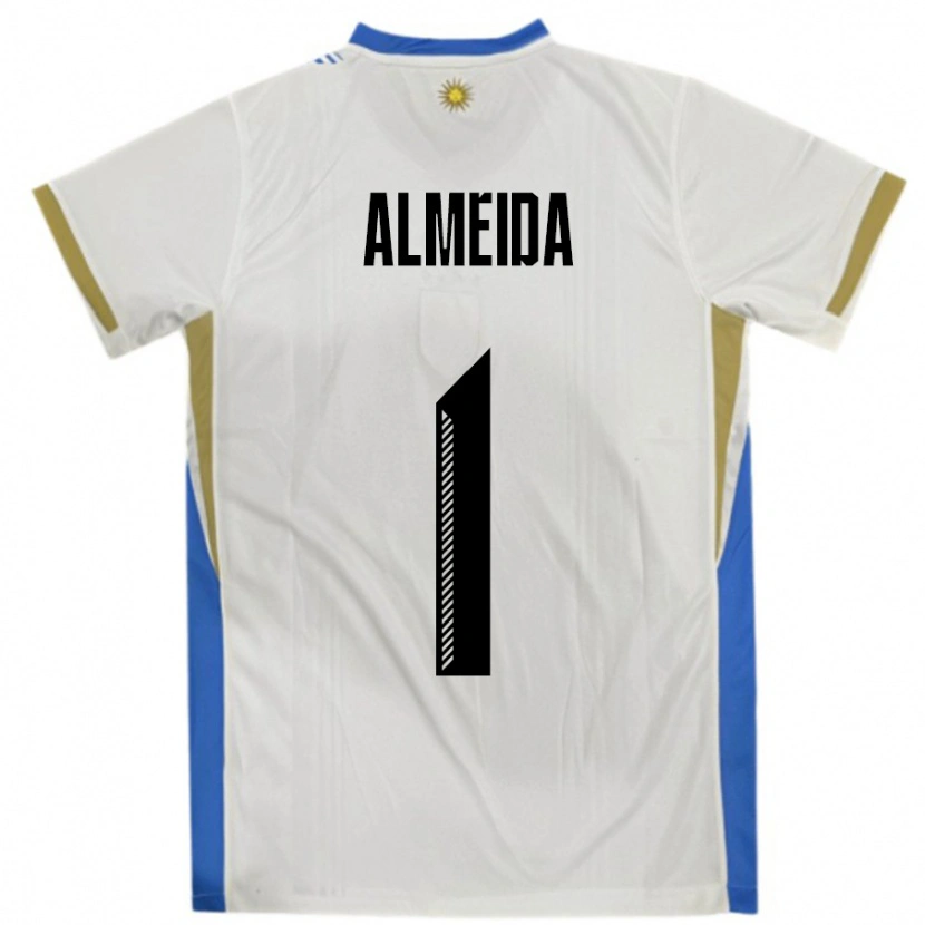 Danxen Kid Uruguay Martin Almeida #1 White Blue Away Jersey 24-26 T-Shirt