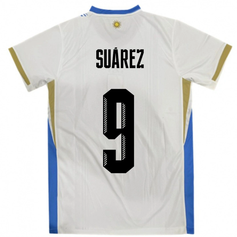 Danxen Kid Uruguay Luis Suarez #9 White Blue Away Jersey 24-26 T-Shirt