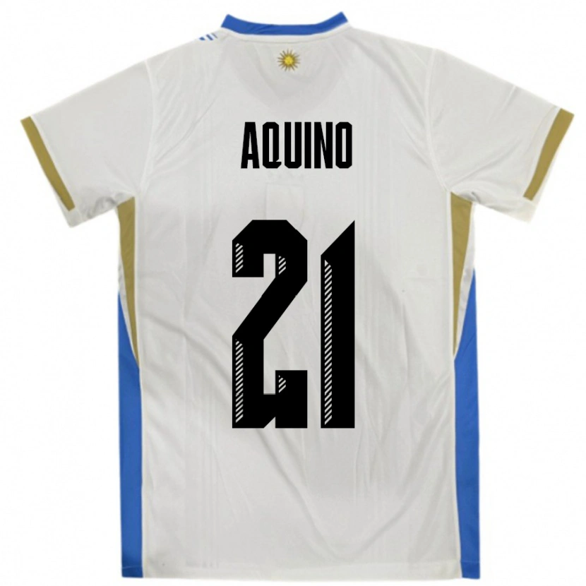 Danxen Kid Uruguay Belen Aquino #21 White Blue Away Jersey 24-26 T-Shirt