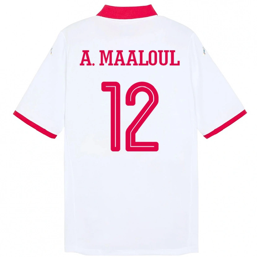 Danxen Kid Tunisia Ali Maaloul #12 White Away Jersey 24-26 T-Shirt