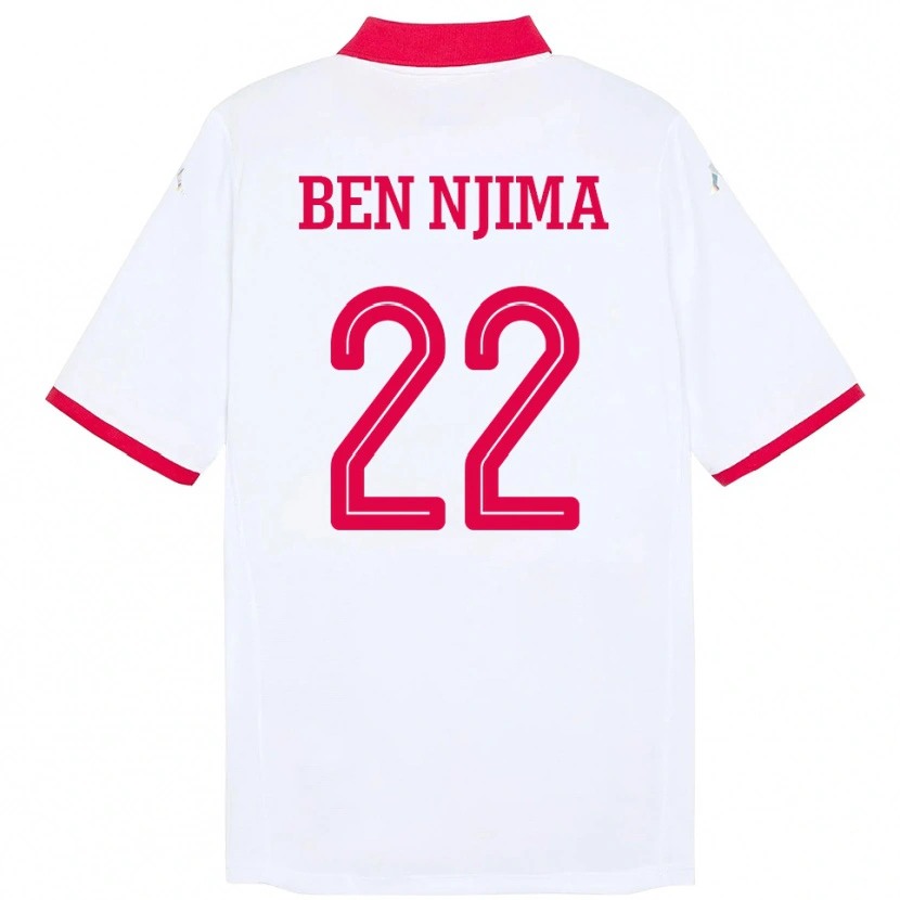 Danxen Kid Tunisia Firas Ben Njima #22 White Away Jersey 24-26 T-Shirt