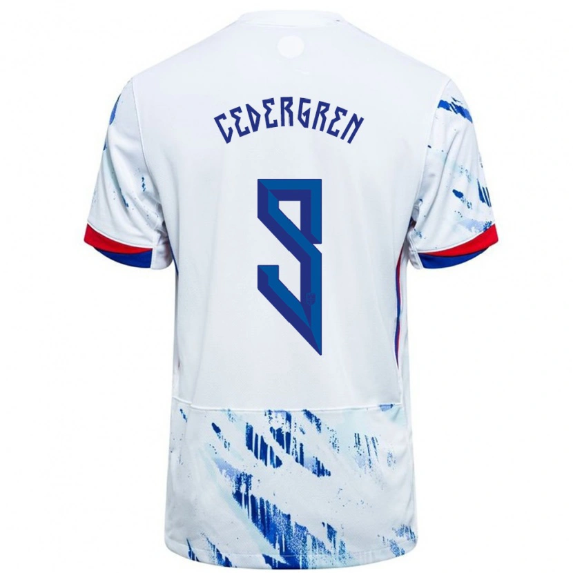Danxen Kid Norway Abel Cedergren #9 White Blue Away Jersey 24-26 T-Shirt