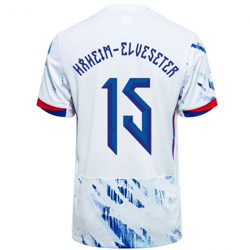 Danxen Kid Norway Martin Håheim-Elveseter #15 White Blue Away Jersey 24-26 T-Shirt