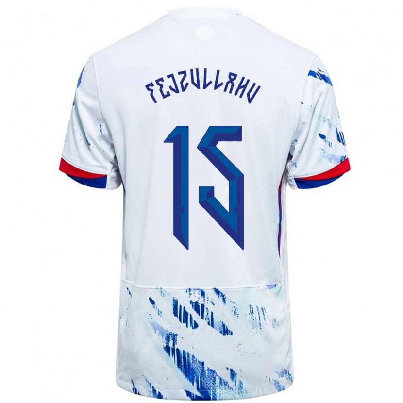 Danxen Kid Norway Arigon Fejzullahu #15 White Blue Away Jersey 24-26 T-Shirt