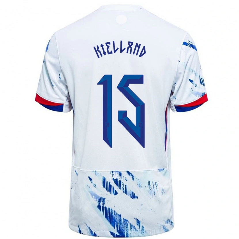 Danxen Kid Norway Justine Kielland #15 White Blue Away Jersey 24-26 T-Shirt