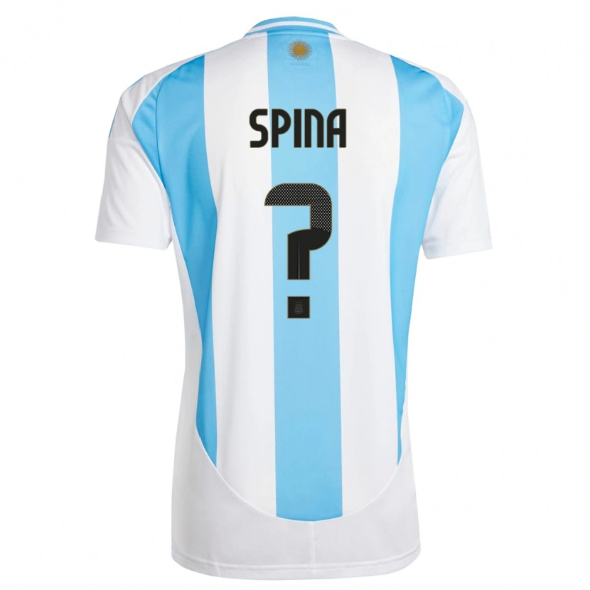 Danxen Men Argentina Gerónimo Spina #0 White Blue Home Jersey 24-26 T-Shirt
