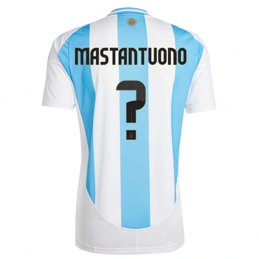 Danxen Men Argentina Franco Mastantuono #0 White Blue Home Jersey 24-26 T-Shirt