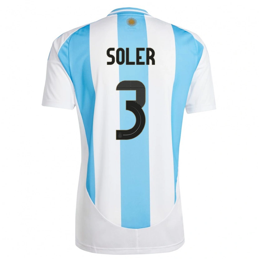 Danxen Men Argentina Julio Soler #3 White Blue Home Jersey 24-26 T-Shirt