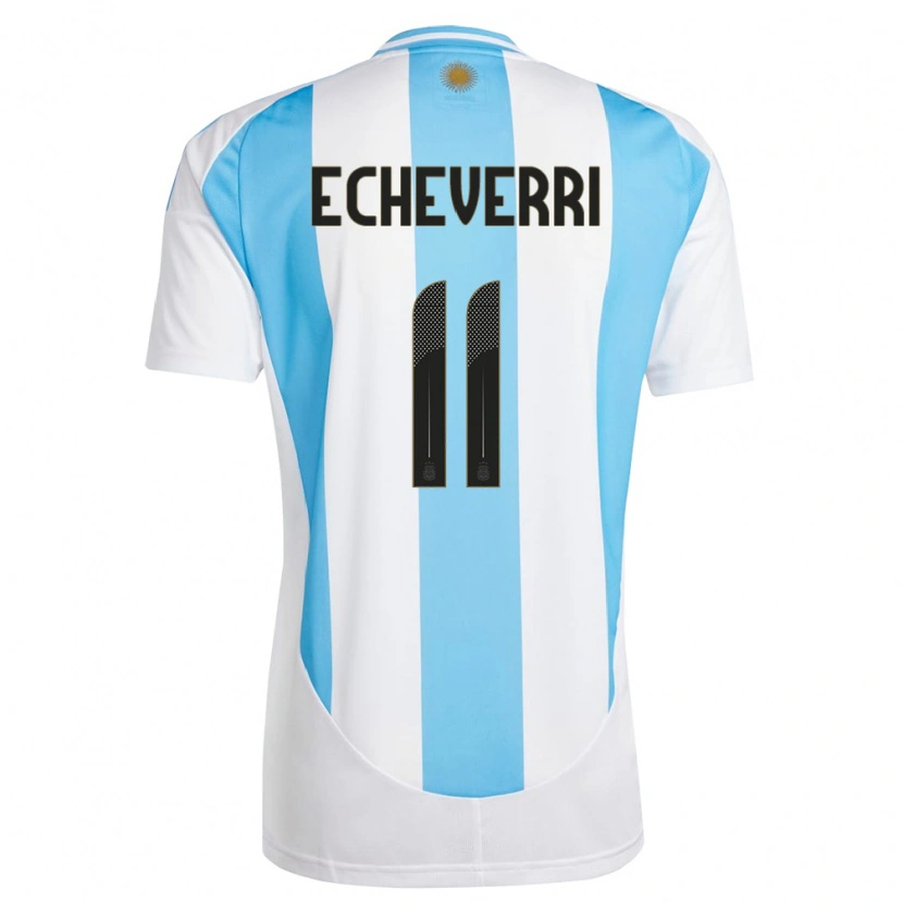 Danxen Men Argentina Claudio Echeverri #11 White Blue Home Jersey 24-26 T-Shirt