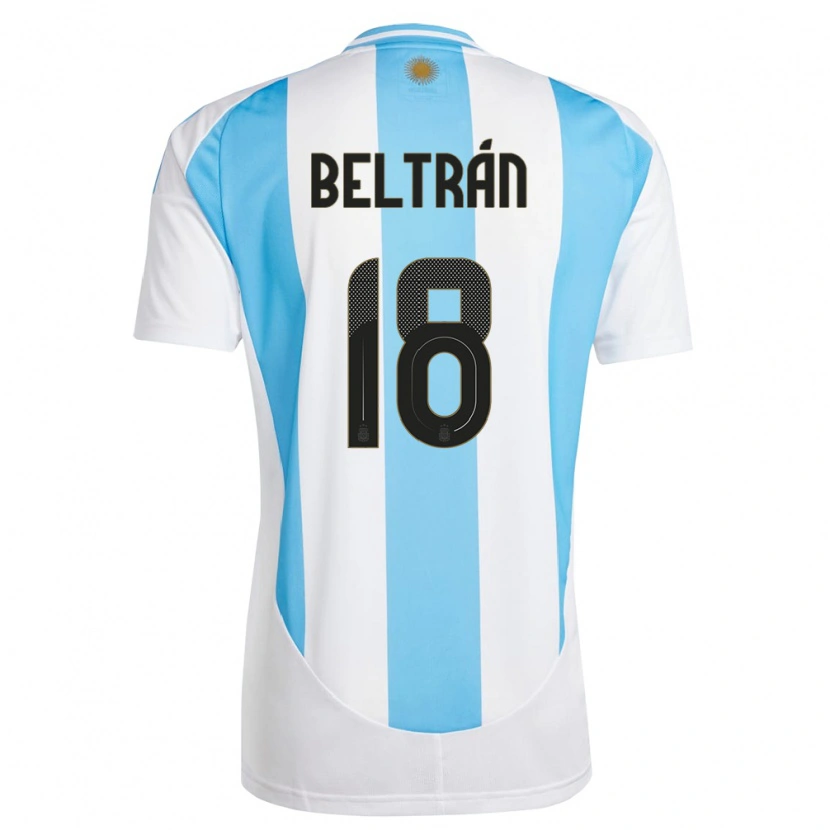 Danxen Men Argentina Lucas Beltrán #18 White Blue Home Jersey 24-26 T-Shirt