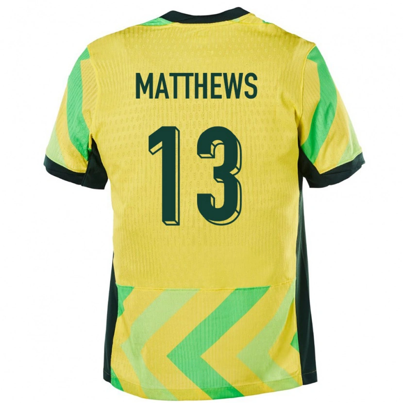Danxen Men Australia Hayden Matthews #13 Golden Home Jersey 24-26 T-Shirt