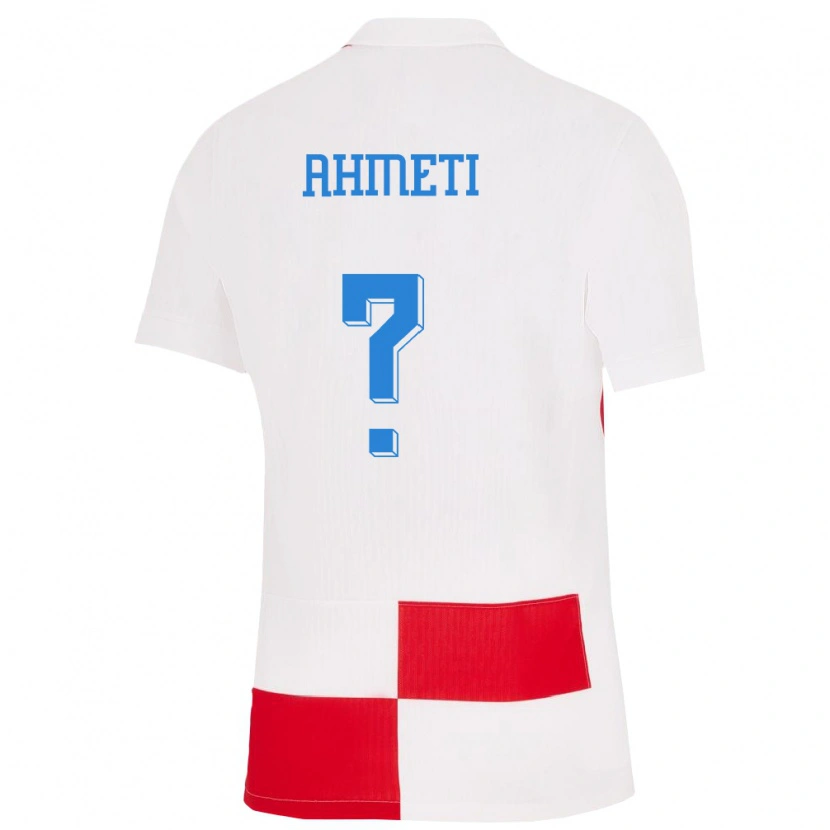 Danxen Men Croatia Dukan Ahmeti #0 White Red Home Jersey 24-26 T-Shirt