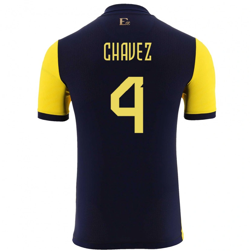 Danxen Men Ecuador Jhoanner Chávez #4 Yellow Home Jersey 24-26 T-Shirt