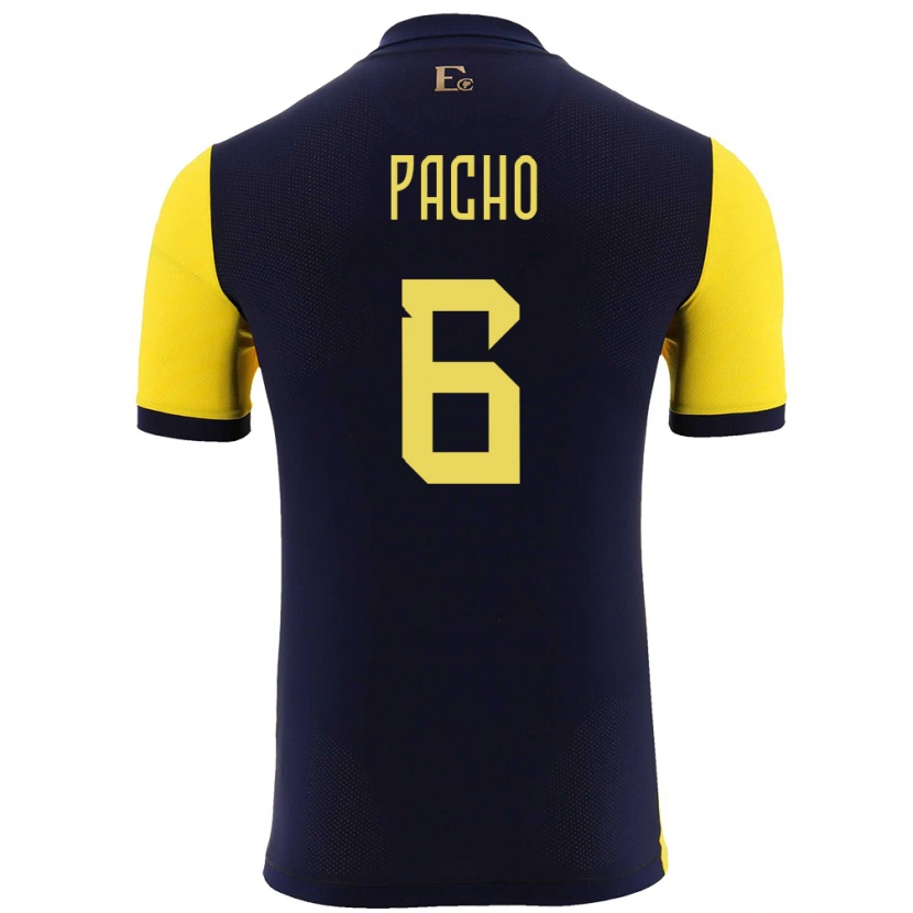 Danxen Men Ecuador Willian Pacho #6 Yellow Home Jersey 24-26 T-Shirt