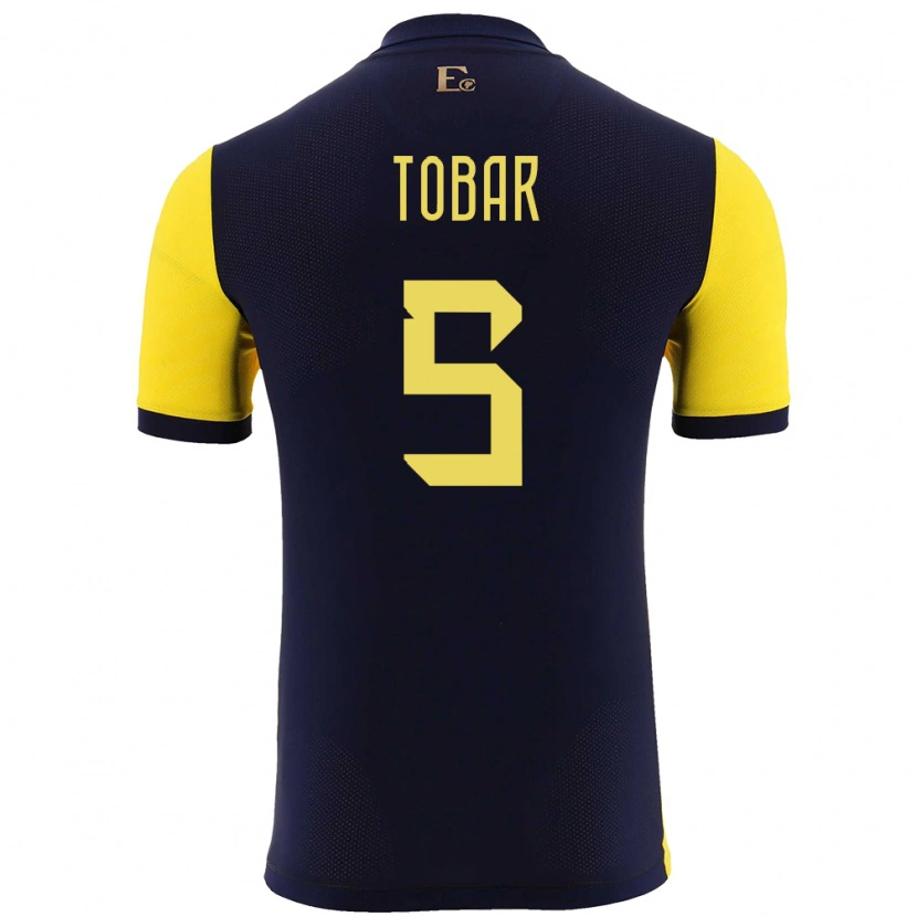 Danxen Men Ecuador Bolívar Tobar #5 Yellow Home Jersey 24-26 T-Shirt