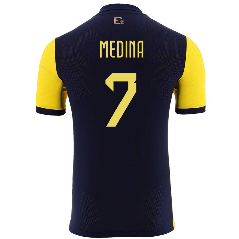 Danxen Men Ecuador Yaimar Medina #7 Yellow Home Jersey 24-26 T-Shirt