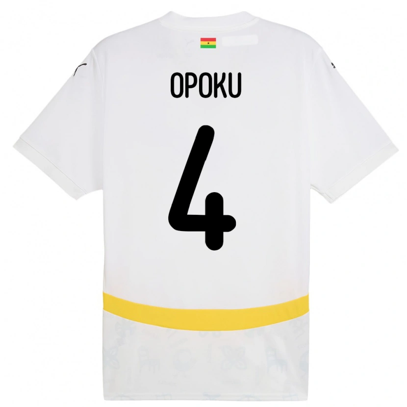 Danxen Men Ghana Nicholas Opoku #4 White Home Jersey 24-26 T-Shirt