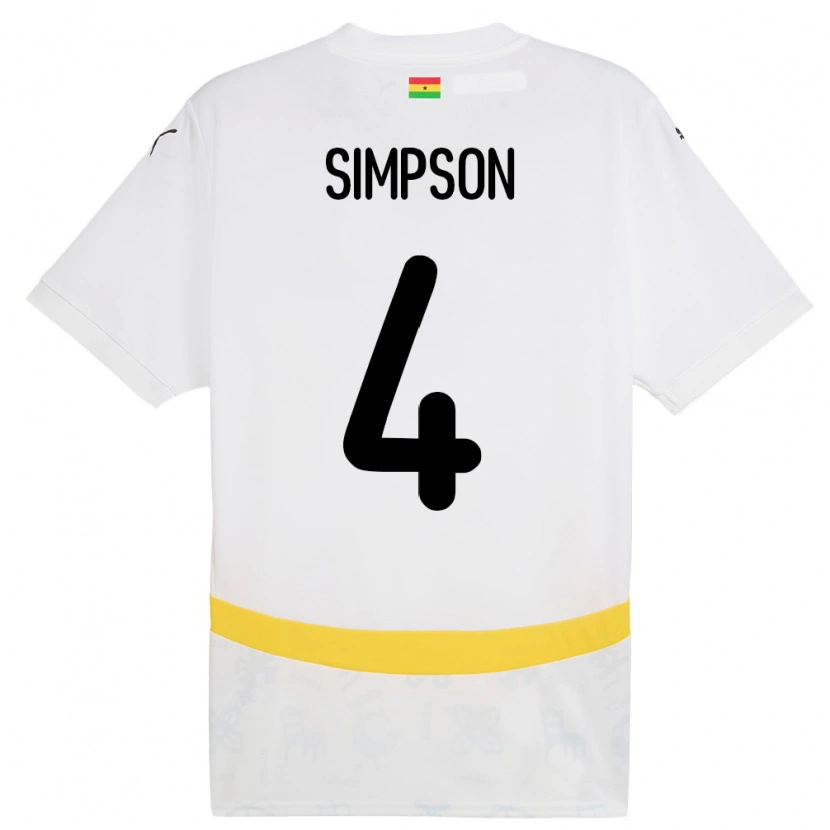 Danxen Men Ghana Razak Simpson #4 White Home Jersey 24-26 T-Shirt