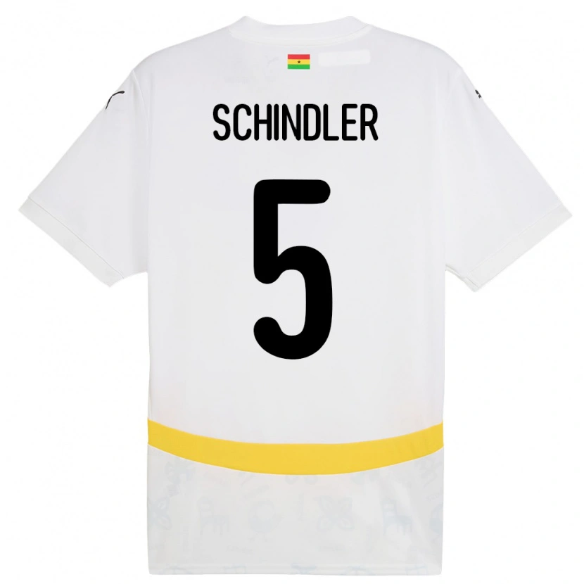 Danxen Men Ghana Kingsley Schindler #5 White Home Jersey 24-26 T-Shirt