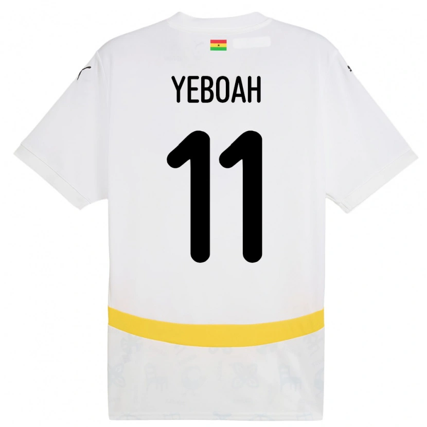 Danxen Men Ghana Emmanuel Yeboah #11 White Home Jersey 24-26 T-Shirt