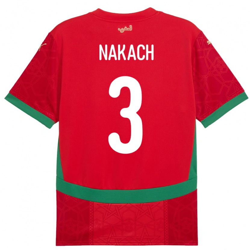 Danxen Men Morocco Akram Nakach #3 Red Home Jersey 24-26 T-Shirt