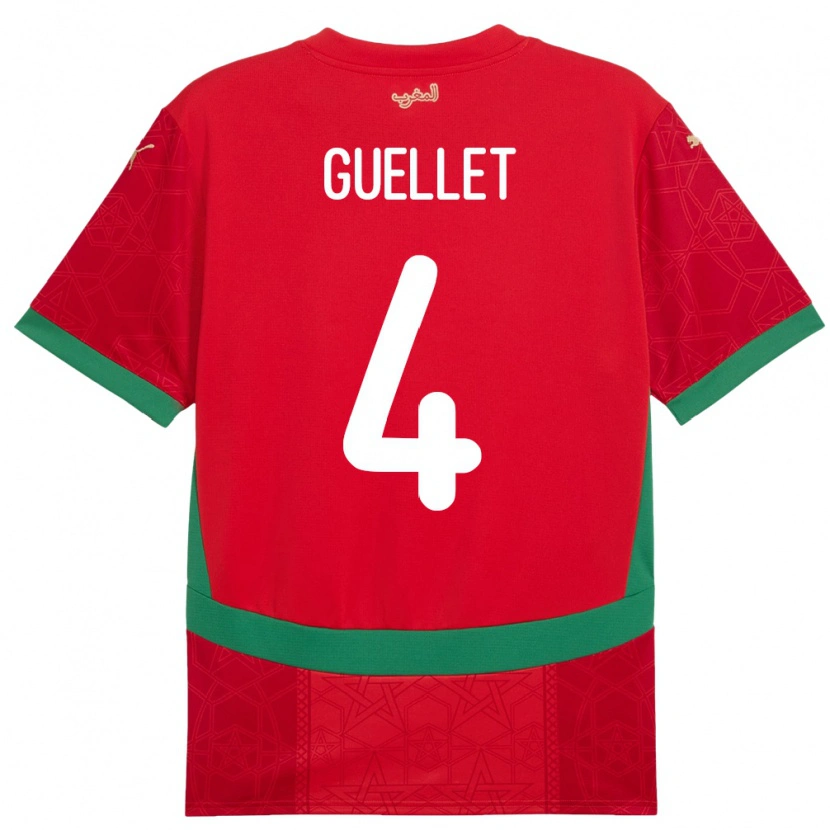 Danxen Men Morocco Shadi Guellet #4 Red Home Jersey 24-26 T-Shirt