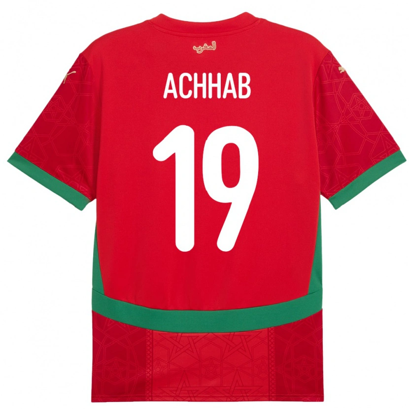 Danxen Men Morocco Abdeslam Achhab #19 Red Home Jersey 24-26 T-Shirt