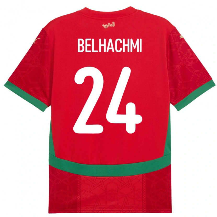 Danxen Men Morocco Yahya Belhachmi #24 Red Home Jersey 24-26 T-Shirt