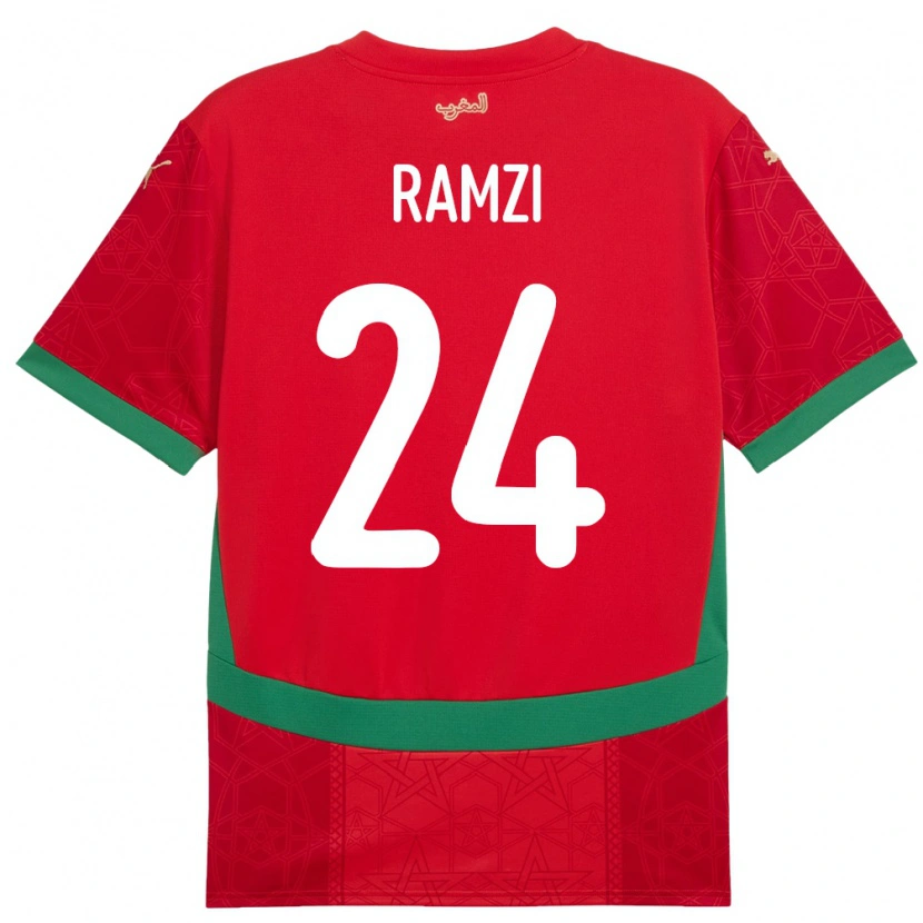 Danxen Men Morocco Achraf Ramzi #24 Red Home Jersey 24-26 T-Shirt