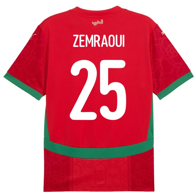 Danxen Men Morocco Oussama Zemraoui #25 Red Home Jersey 24-26 T-Shirt