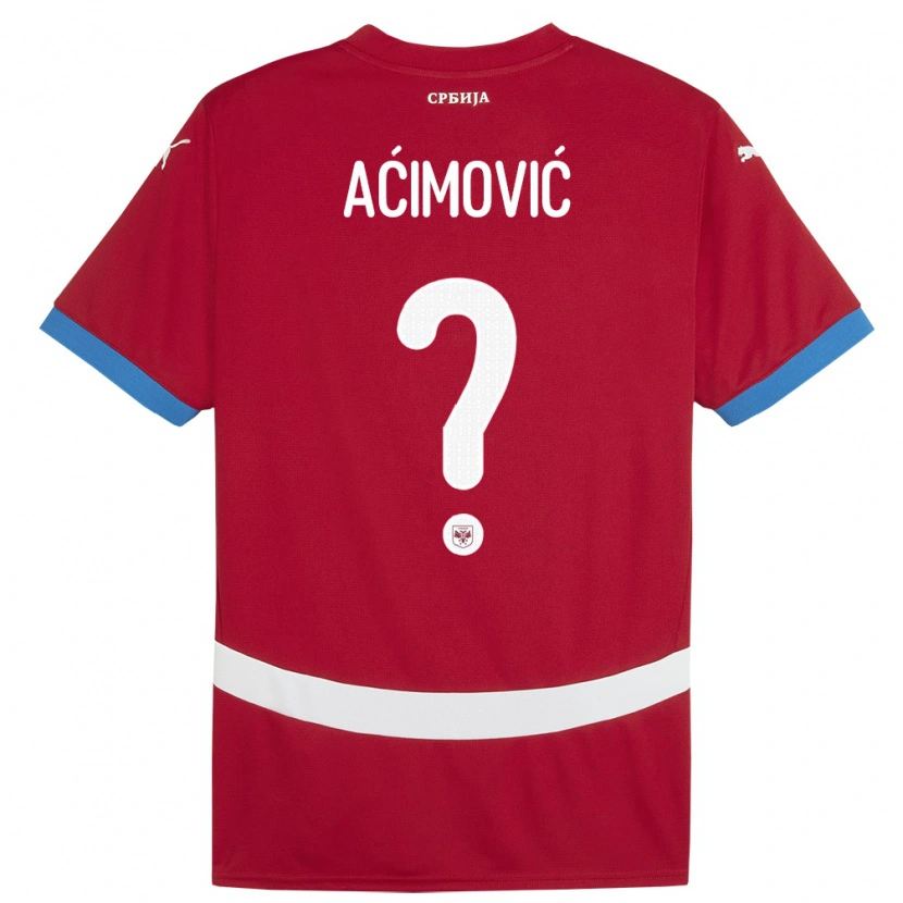 Danxen Men Serbia Dimitrije Aćimović #0 Red Home Jersey 24-26 T-Shirt