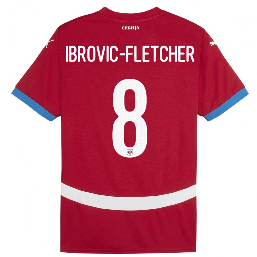 Danxen Men Serbia Edward Ibrovic-Fletcher #8 Red Home Jersey 24-26 T-Shirt