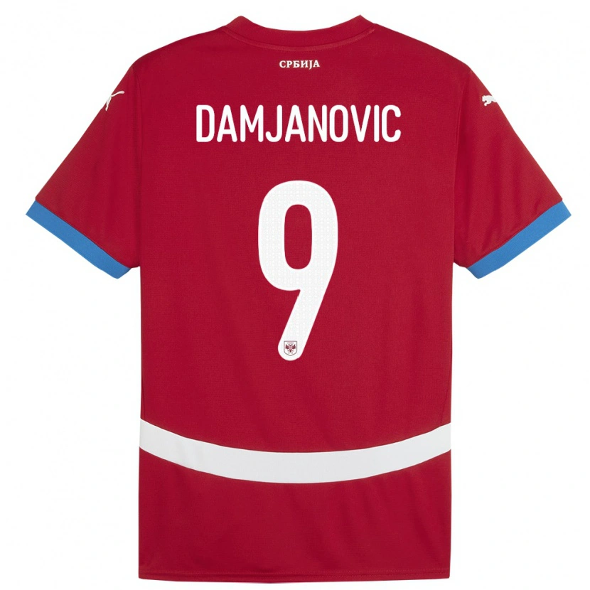 Danxen Men Serbia Aleksa Damjanovic #9 Red Home Jersey 24-26 T-Shirt